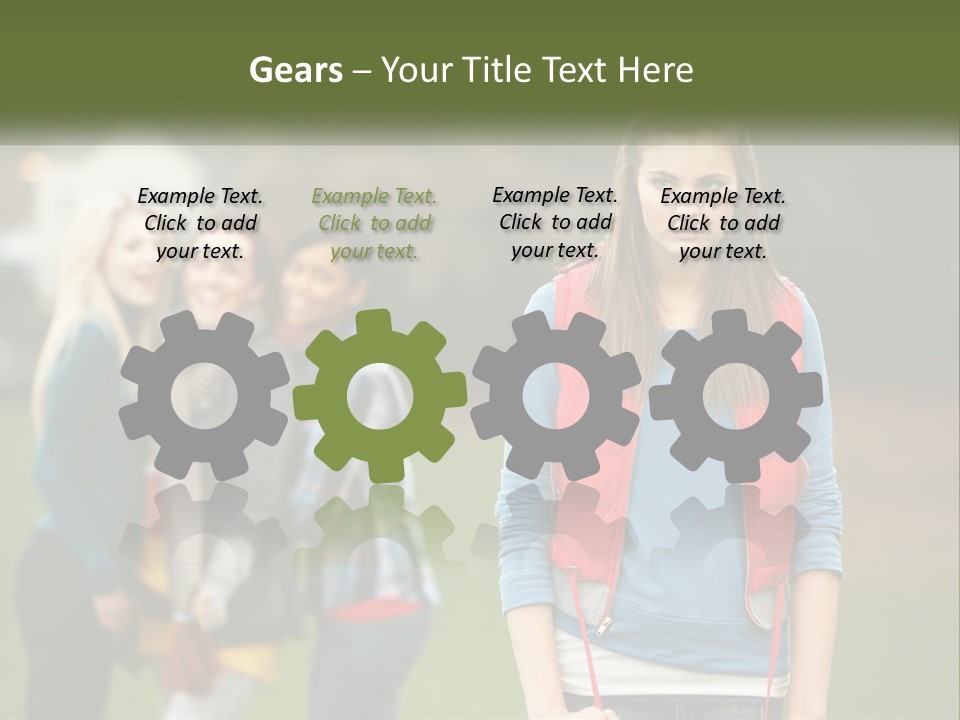 A Group Of Young Women Standing Next To Each Other PowerPoint Template