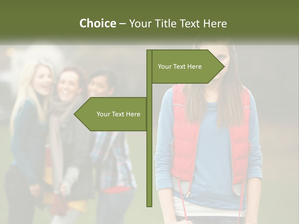 A Group Of Young Women Standing Next To Each Other PowerPoint Template