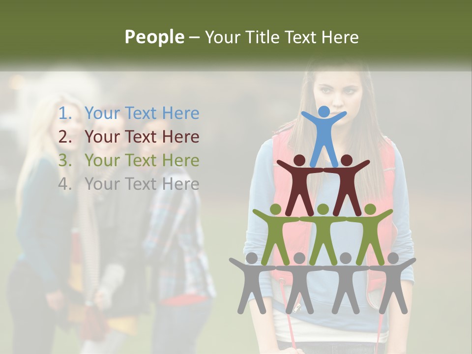 A Group Of Young Women Standing Next To Each Other PowerPoint Template