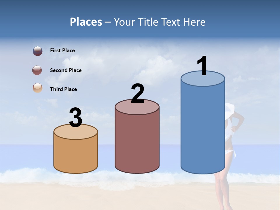 A Woman In A White Bikini On The Beach PowerPoint Template