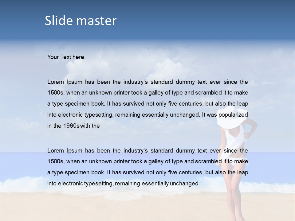 A Woman In A White Bikini On The Beach PowerPoint Template