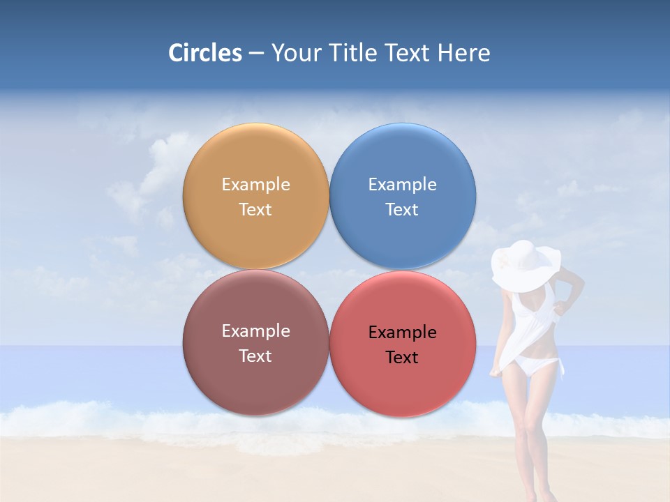 A Woman In A White Bikini On The Beach PowerPoint Template