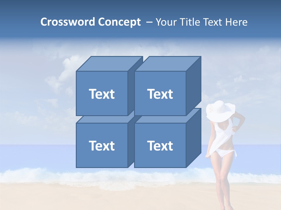 A Woman In A White Bikini On The Beach PowerPoint Template