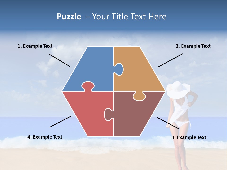 A Woman In A White Bikini On The Beach PowerPoint Template