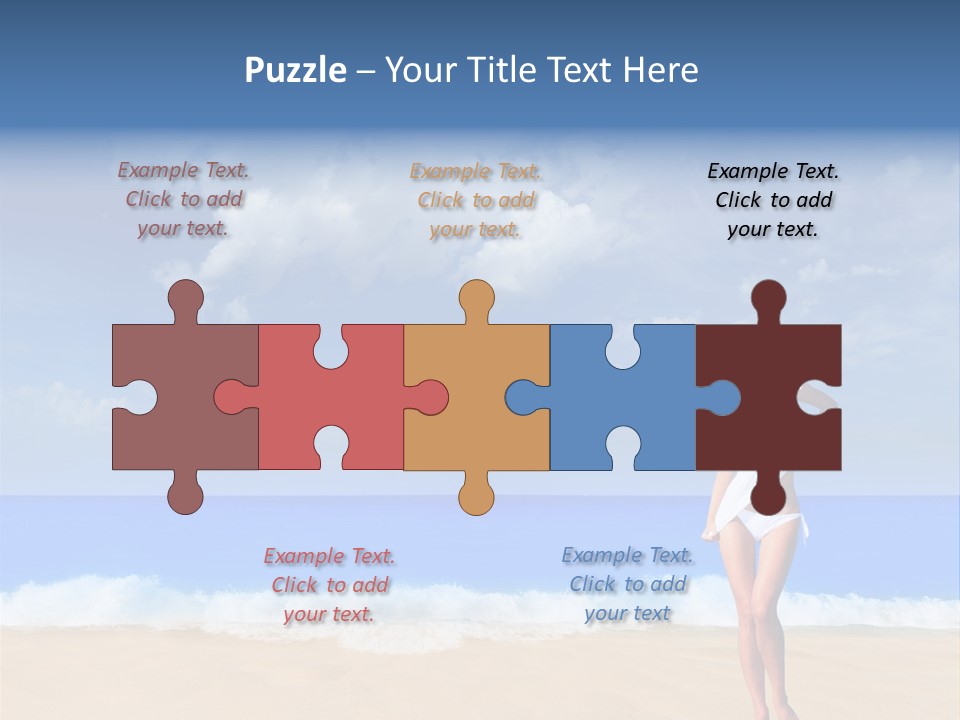 A Woman In A White Bikini On The Beach PowerPoint Template