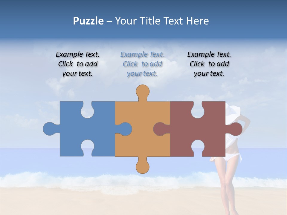 A Woman In A White Bikini On The Beach PowerPoint Template