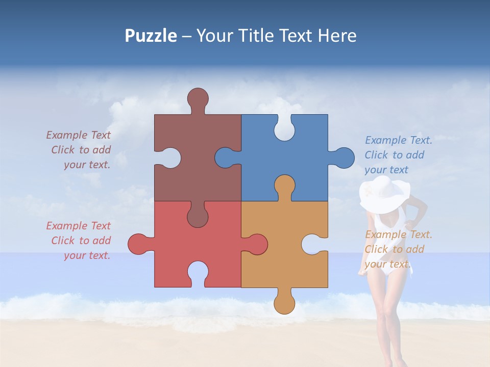 A Woman In A White Bikini On The Beach PowerPoint Template