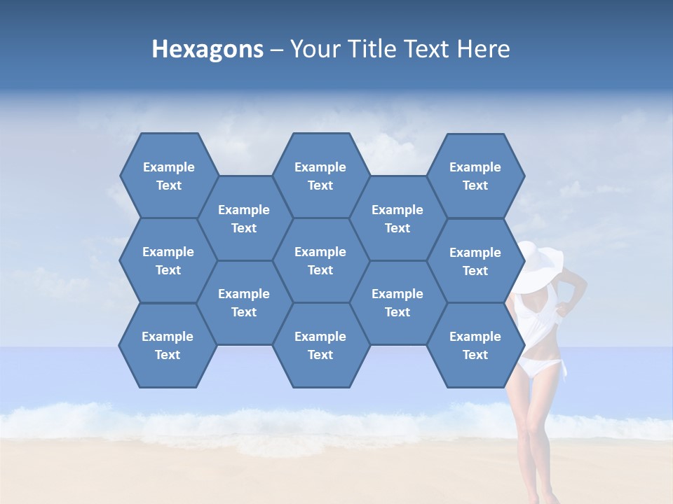 A Woman In A White Bikini On The Beach PowerPoint Template