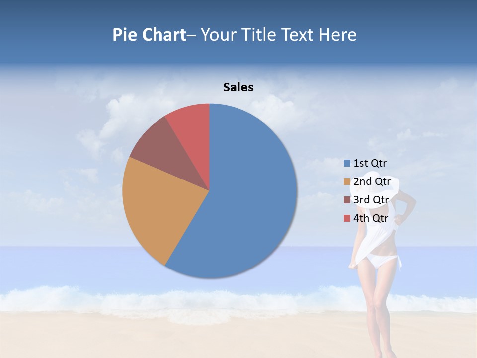 A Woman In A White Bikini On The Beach PowerPoint Template