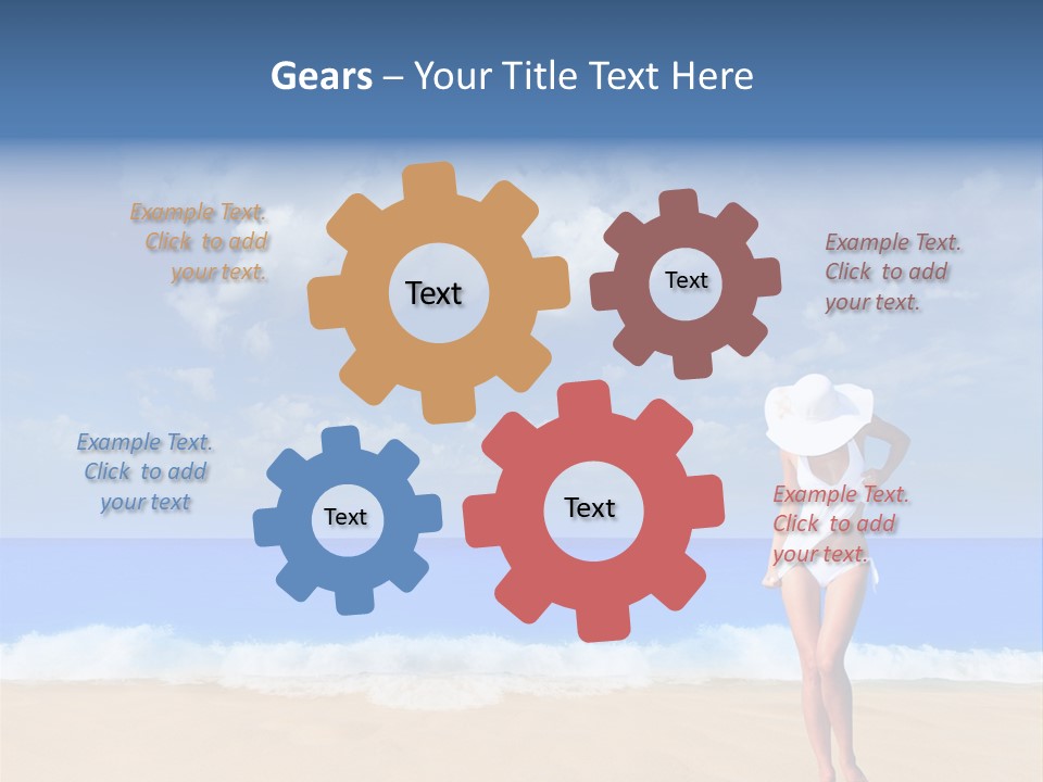 A Woman In A White Bikini On The Beach PowerPoint Template