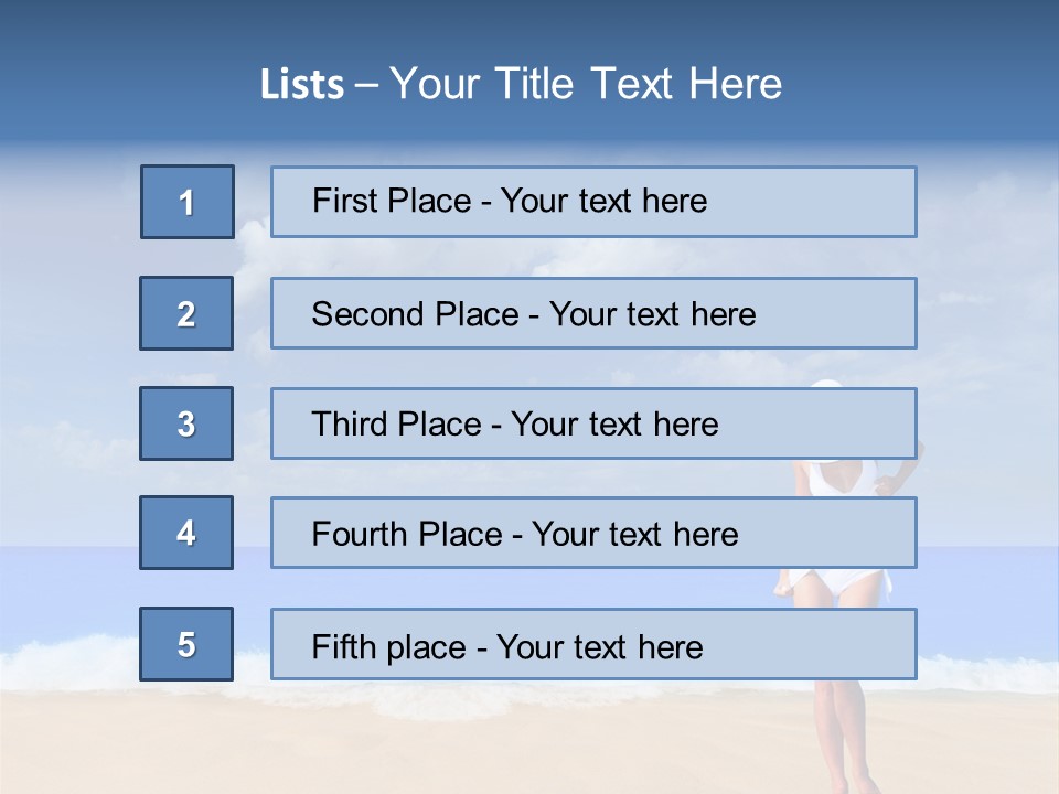 A Woman In A White Bikini On The Beach PowerPoint Template