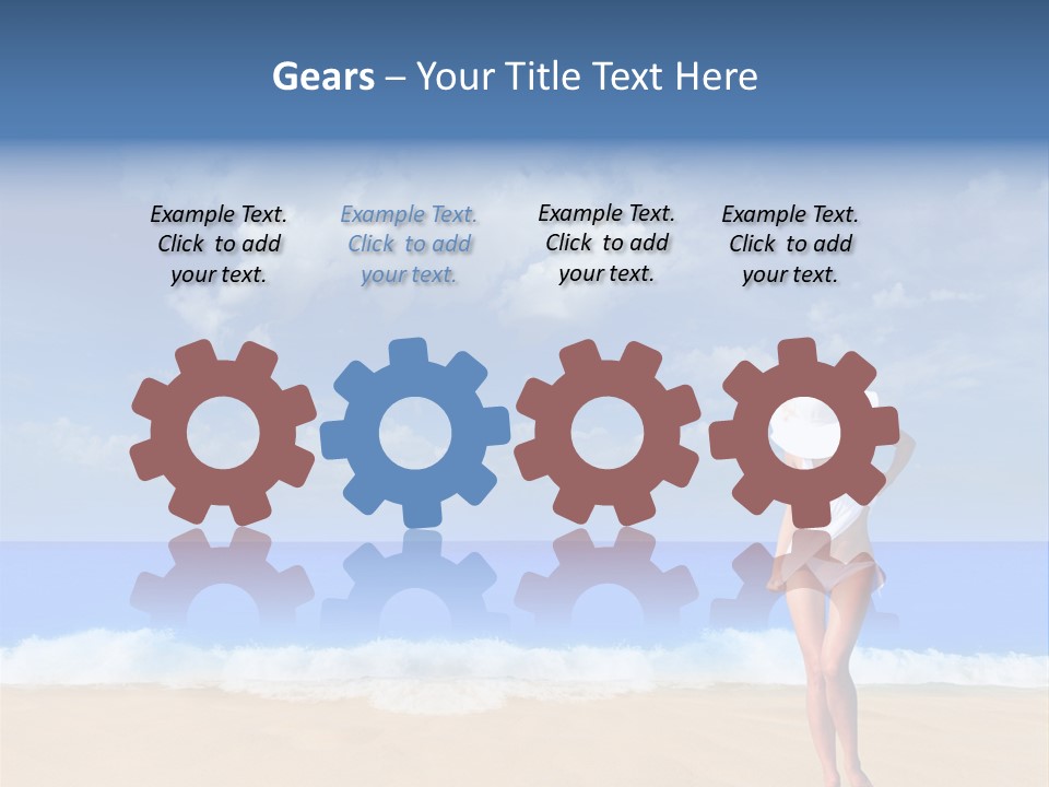 A Woman In A White Bikini On The Beach PowerPoint Template