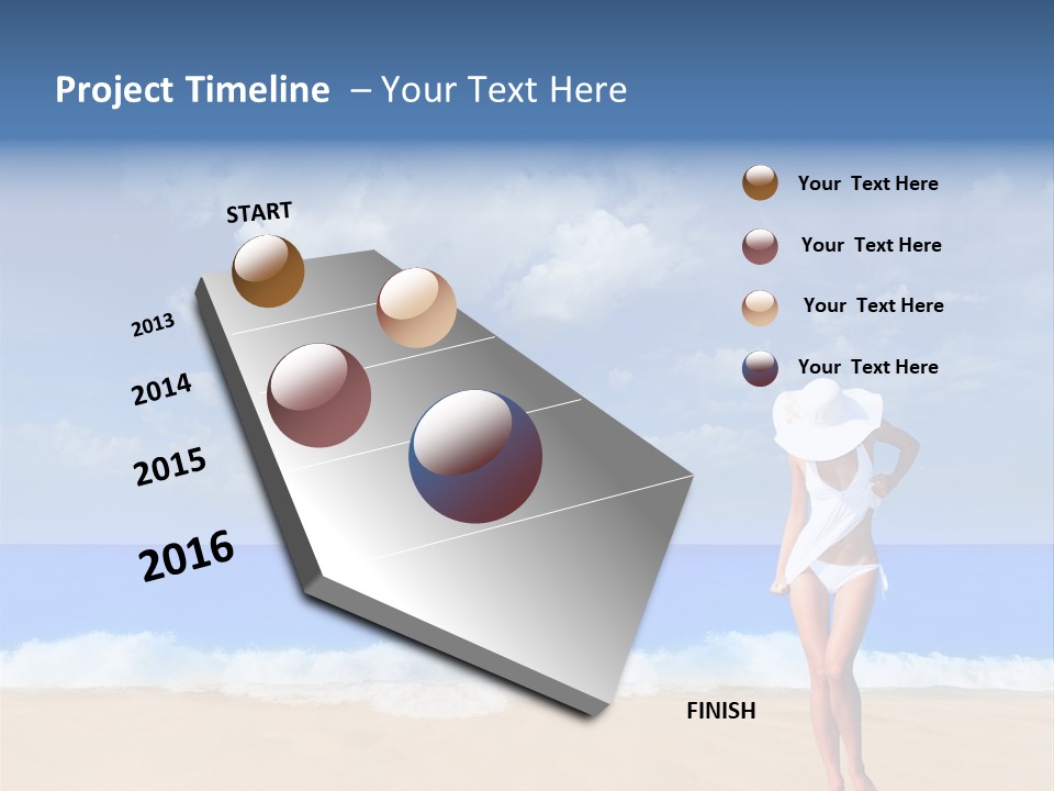 A Woman In A White Bikini On The Beach PowerPoint Template