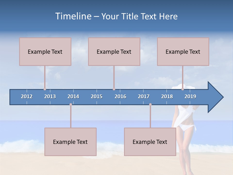 A Woman In A White Bikini On The Beach PowerPoint Template