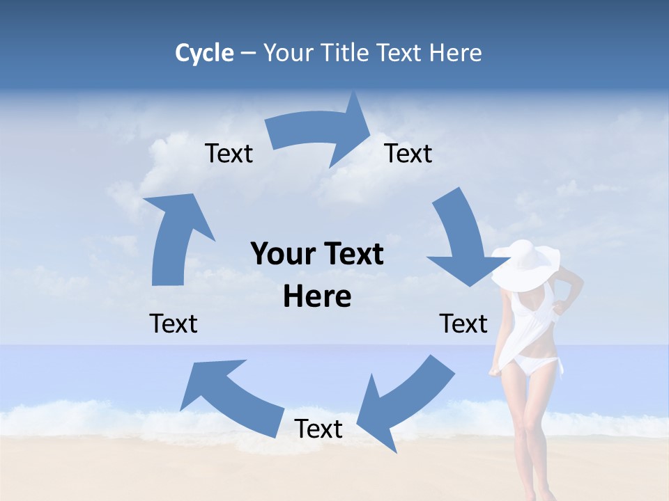 A Woman In A White Bikini On The Beach PowerPoint Template