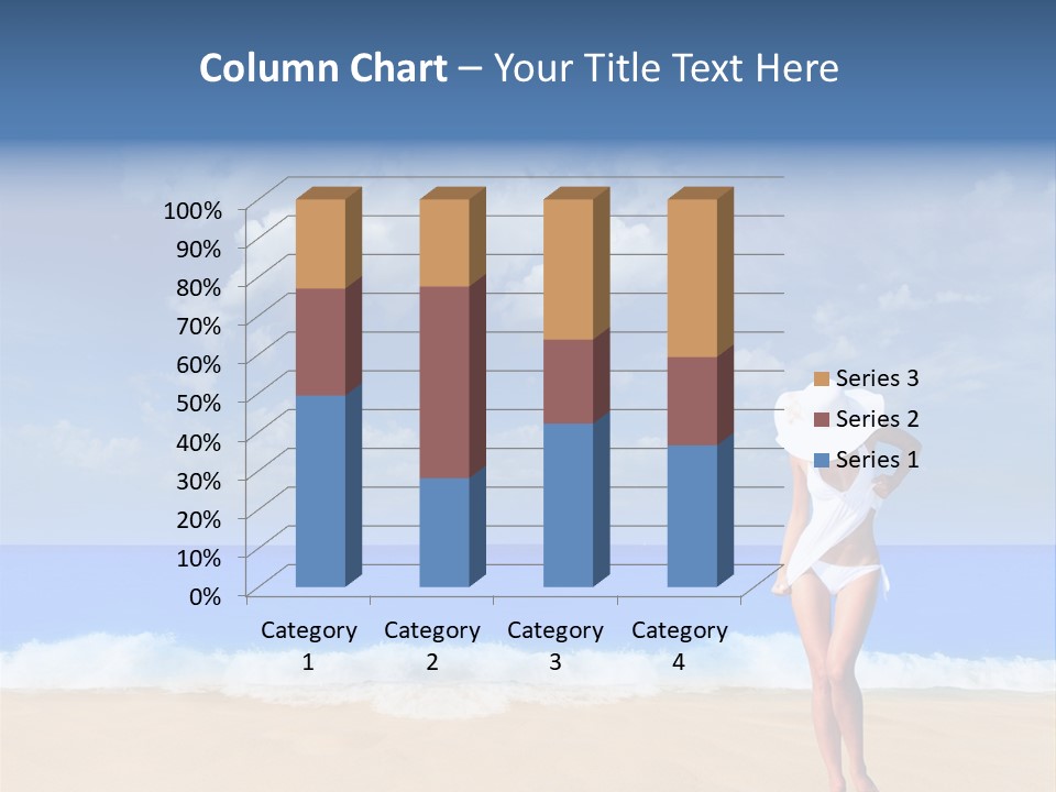 A Woman In A White Bikini On The Beach PowerPoint Template