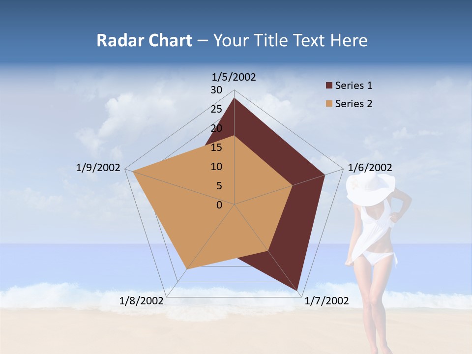 A Woman In A White Bikini On The Beach PowerPoint Template