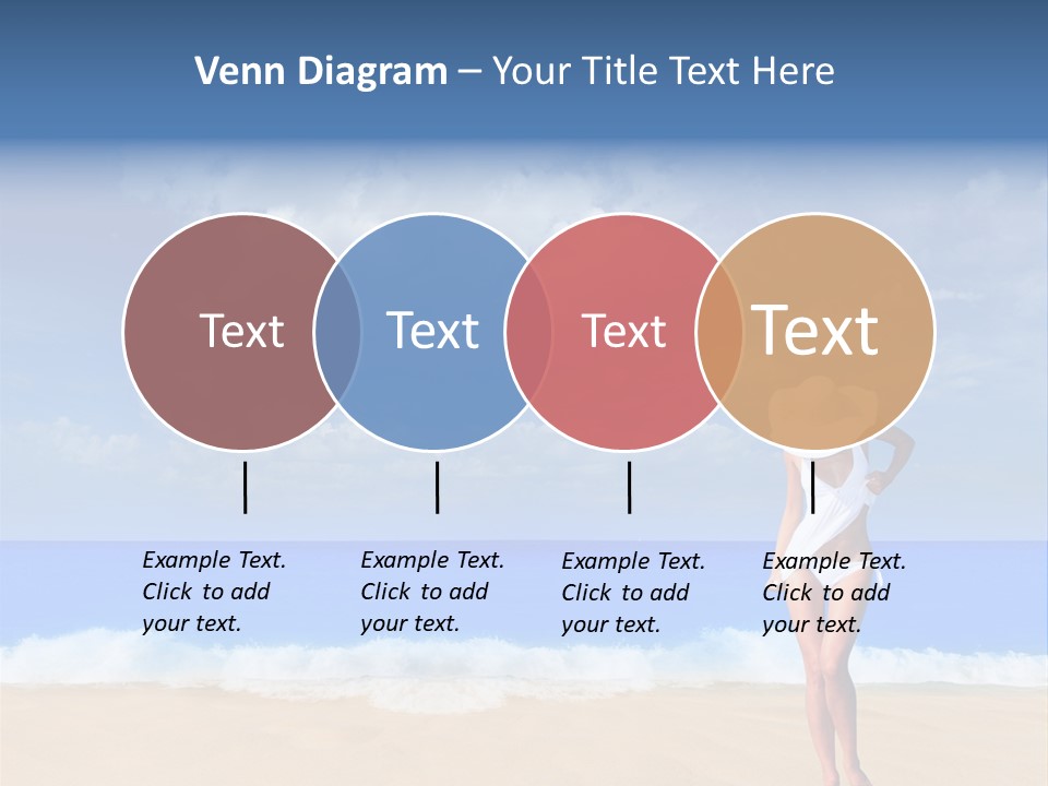 A Woman In A White Bikini On The Beach PowerPoint Template