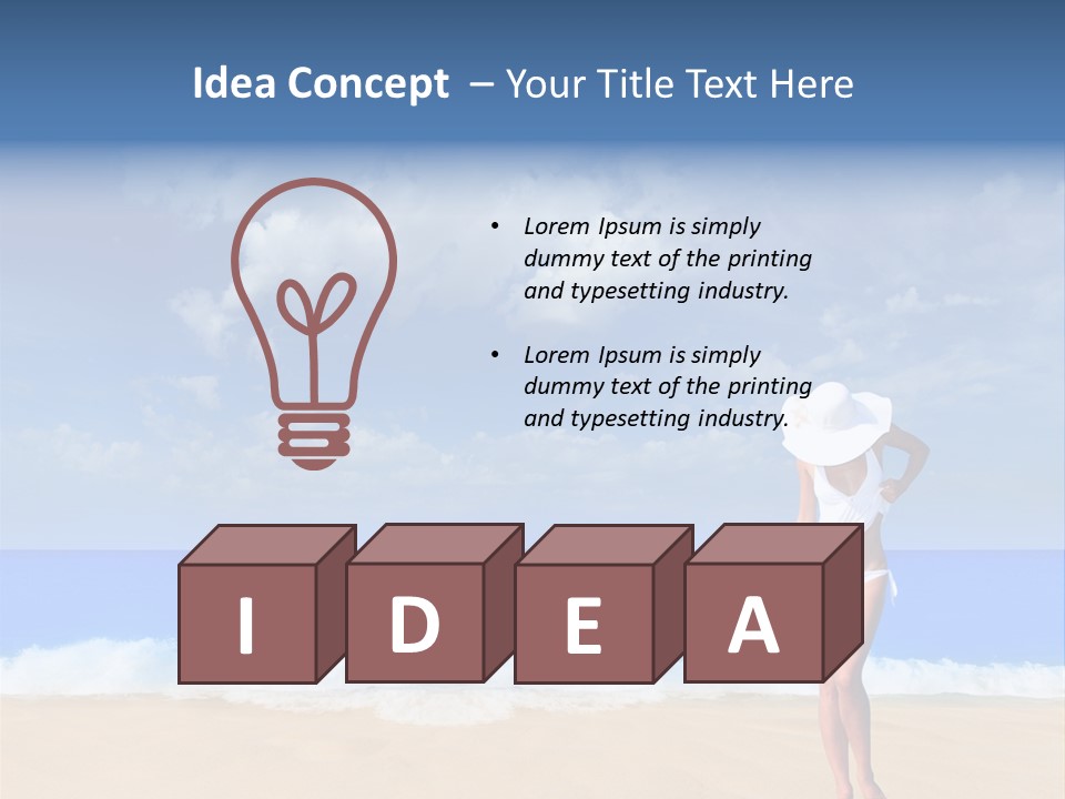 A Woman In A White Bikini On The Beach PowerPoint Template