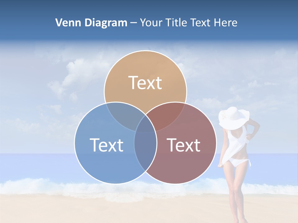 A Woman In A White Bikini On The Beach PowerPoint Template