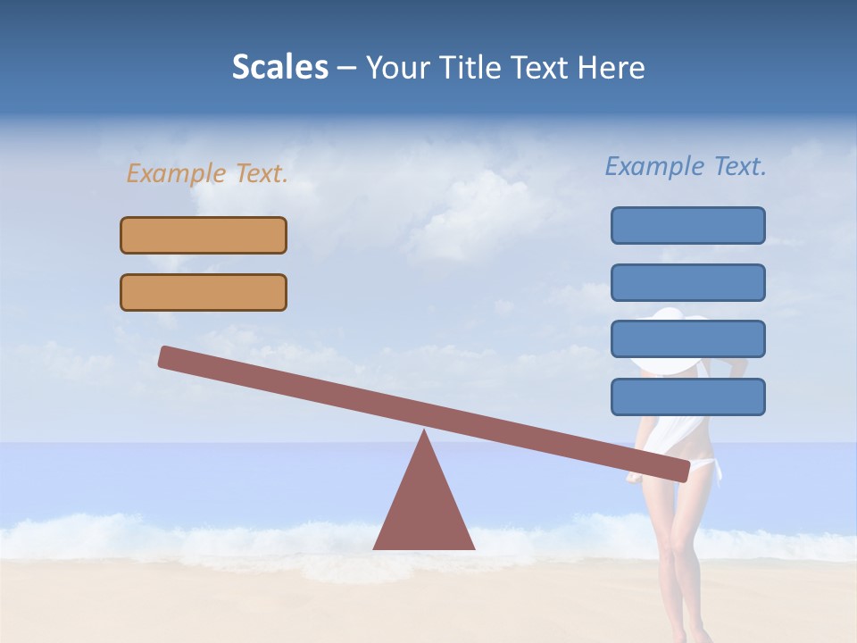 A Woman In A White Bikini On The Beach PowerPoint Template