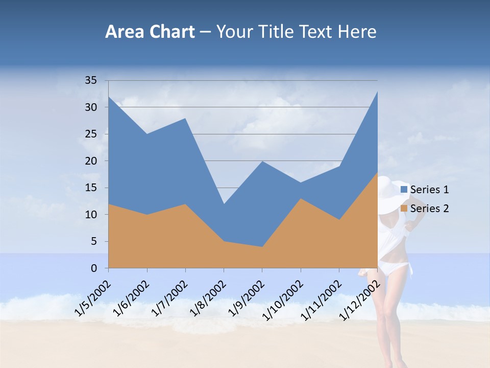 A Woman In A White Bikini On The Beach PowerPoint Template