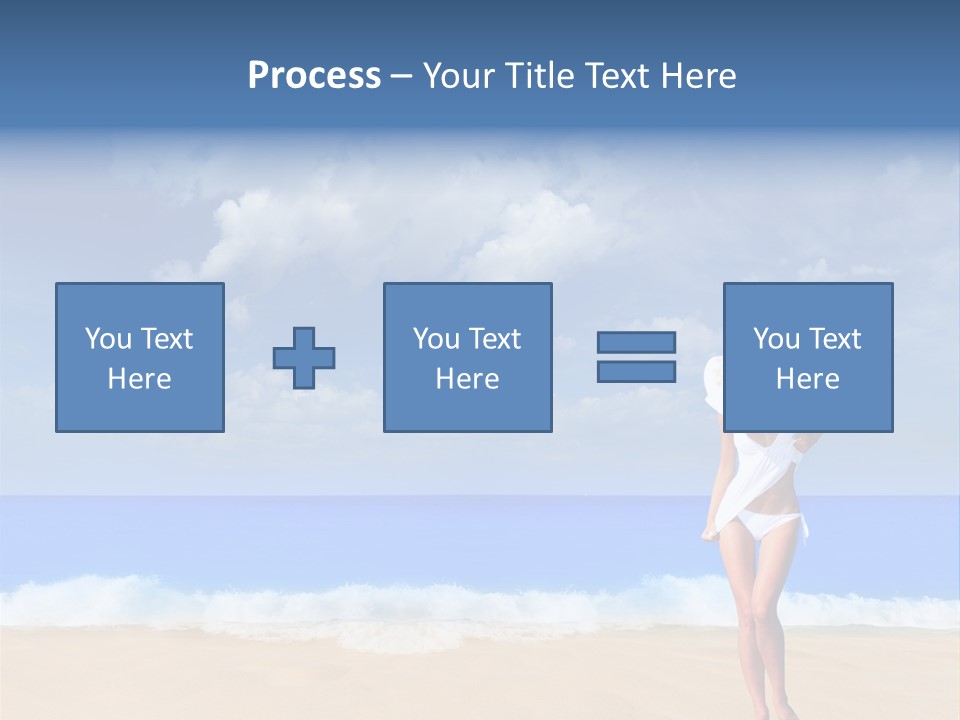 A Woman In A White Bikini On The Beach PowerPoint Template