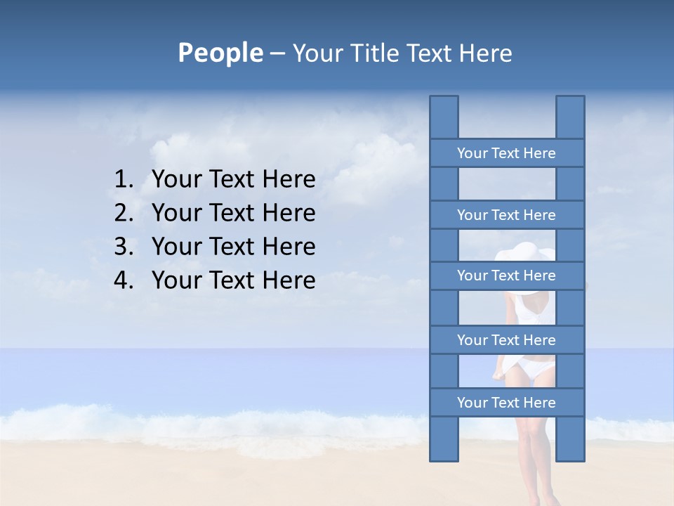 A Woman In A White Bikini On The Beach PowerPoint Template