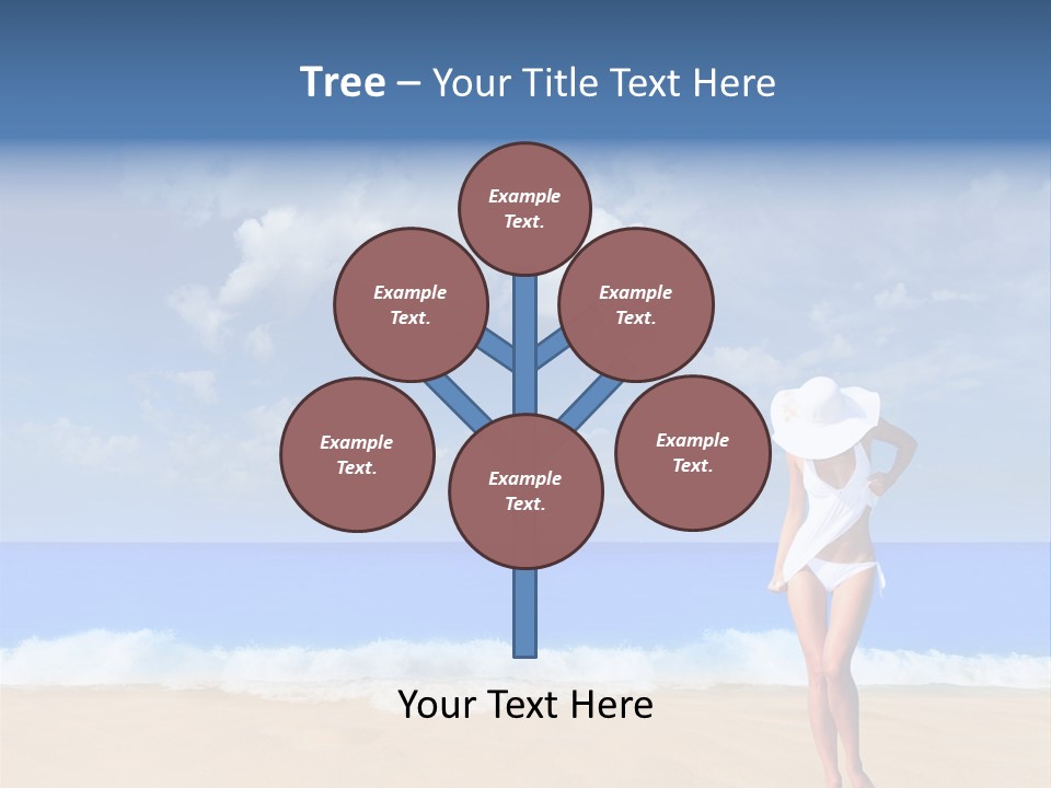A Woman In A White Bikini On The Beach PowerPoint Template