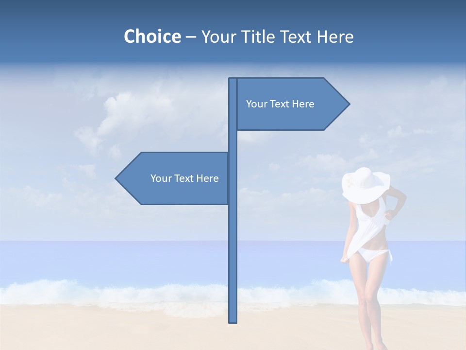 A Woman In A White Bikini On The Beach PowerPoint Template