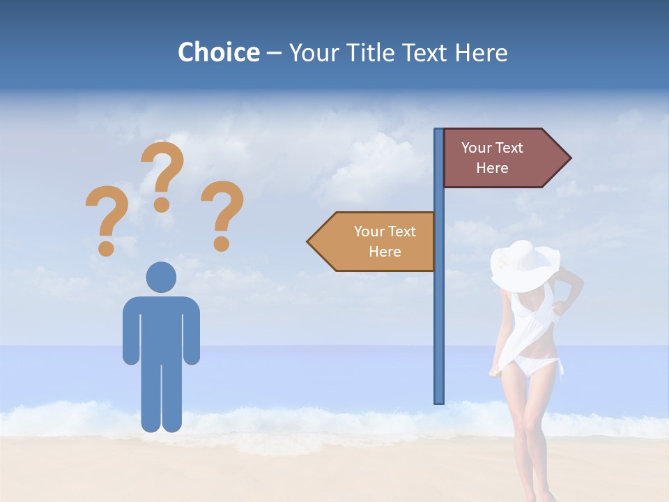 A Woman In A White Bikini On The Beach PowerPoint Template