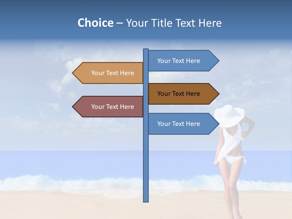 A Woman In A White Bikini On The Beach PowerPoint Template