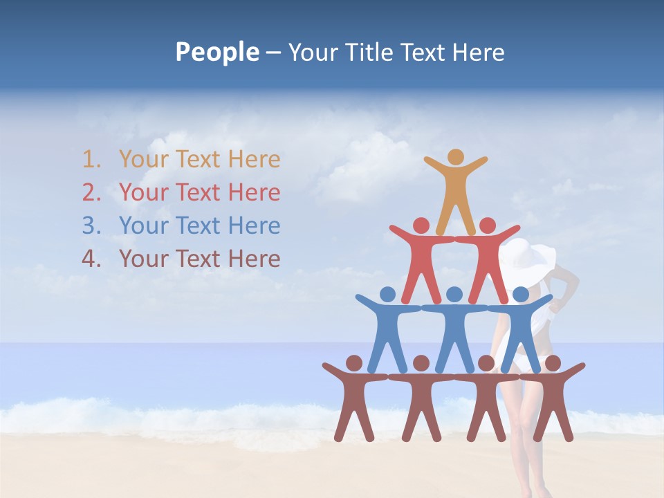 A Woman In A White Bikini On The Beach PowerPoint Template