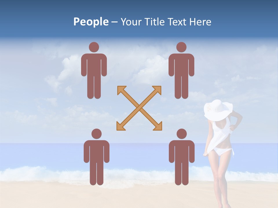 A Woman In A White Bikini On The Beach PowerPoint Template