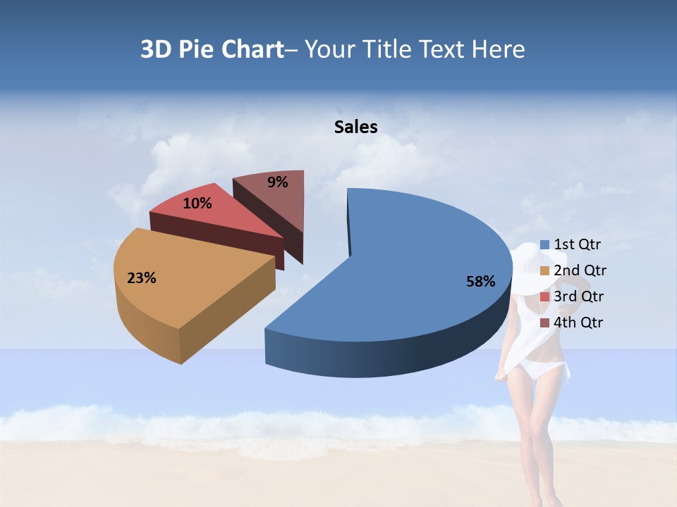 A Woman In A White Bikini On The Beach PowerPoint Template