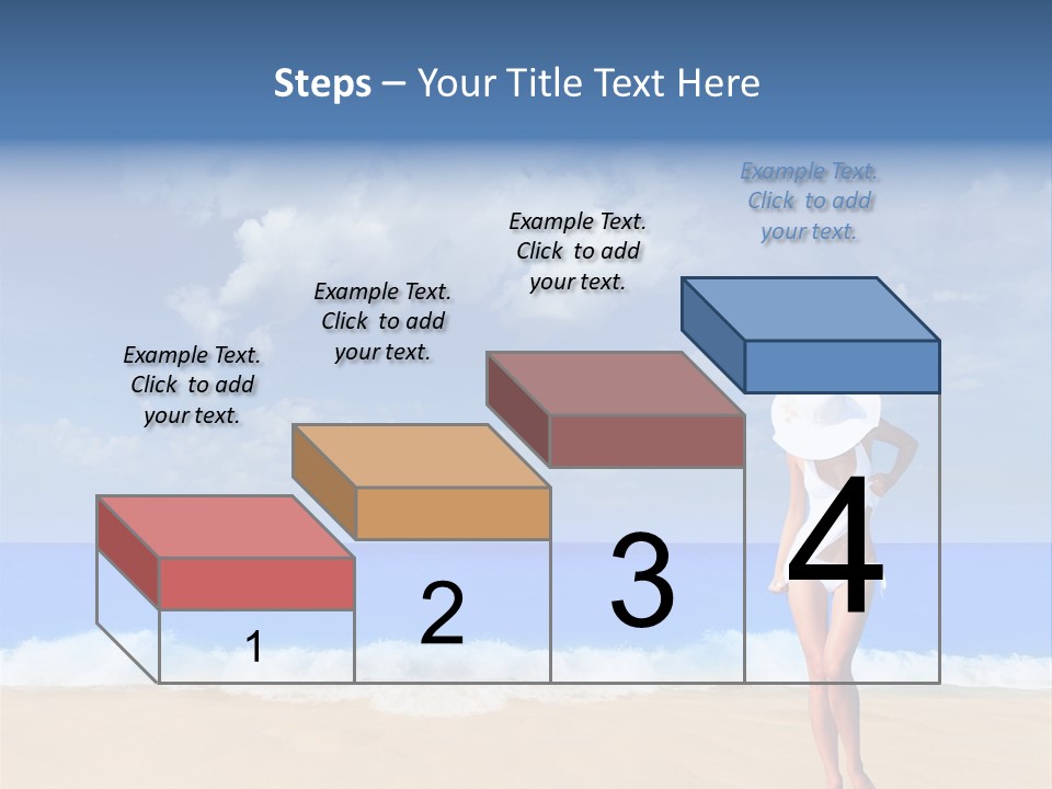 A Woman In A White Bikini On The Beach PowerPoint Template