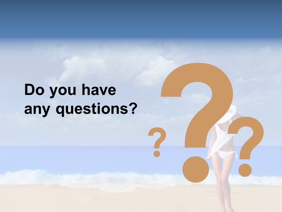 A Woman In A White Bikini On The Beach PowerPoint Template