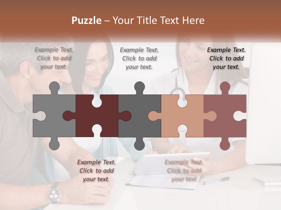 A Group Of Doctors Looking At A Computer Screen PowerPoint Template