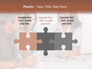 A Group Of Doctors Looking At A Computer Screen PowerPoint Template