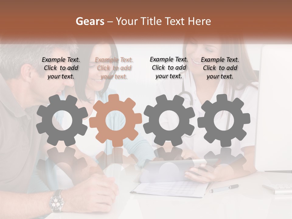 A Group Of Doctors Looking At A Computer Screen PowerPoint Template