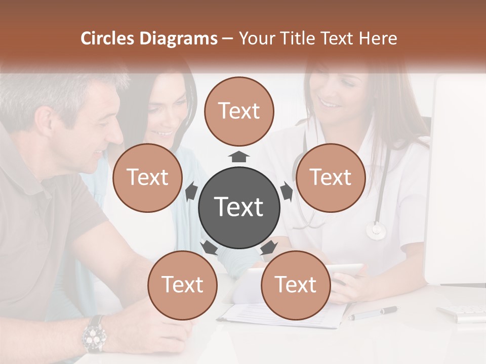 A Group Of Doctors Looking At A Computer Screen PowerPoint Template