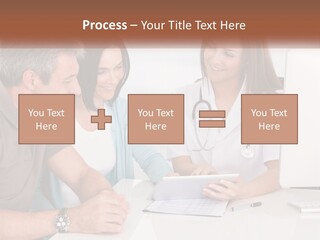 A Group Of Doctors Looking At A Computer Screen PowerPoint Template