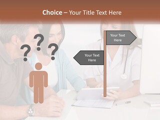 A Group Of Doctors Looking At A Computer Screen PowerPoint Template