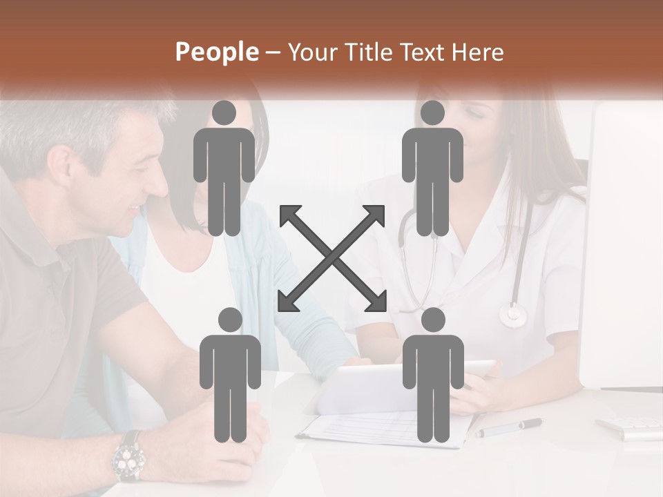 A Group Of Doctors Looking At A Computer Screen PowerPoint Template