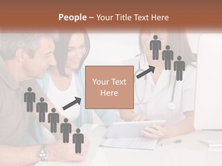 A Group Of Doctors Looking At A Computer Screen PowerPoint Template