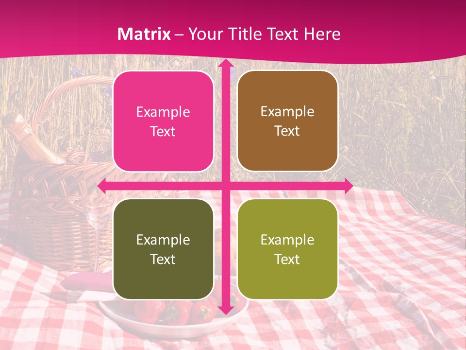 A Picnic With A Basket Of Strawberries And A Plate Of Strawberries On A PowerPoint Template