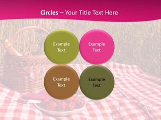 A Picnic With A Basket Of Strawberries And A Plate Of Strawberries On A PowerPoint Template