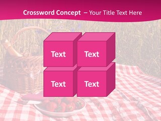 A Picnic With A Basket Of Strawberries And A Plate Of Strawberries On A PowerPoint Template