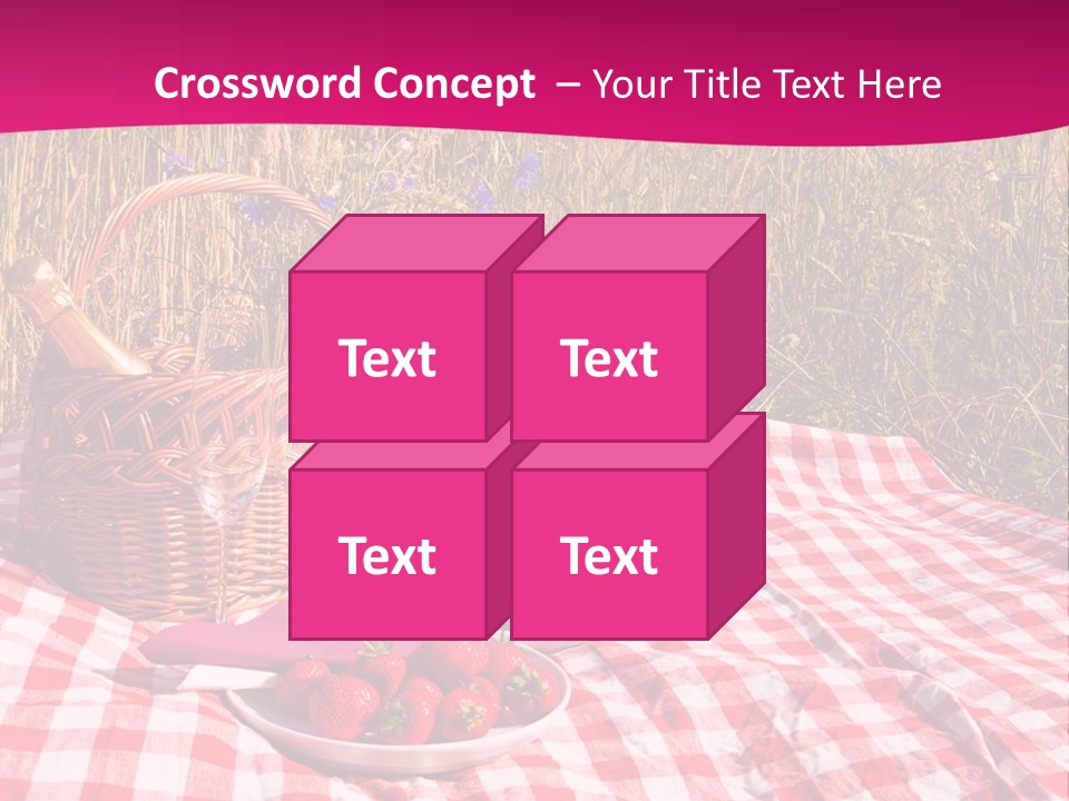 A Picnic With A Basket Of Strawberries And A Plate Of Strawberries On A PowerPoint Template