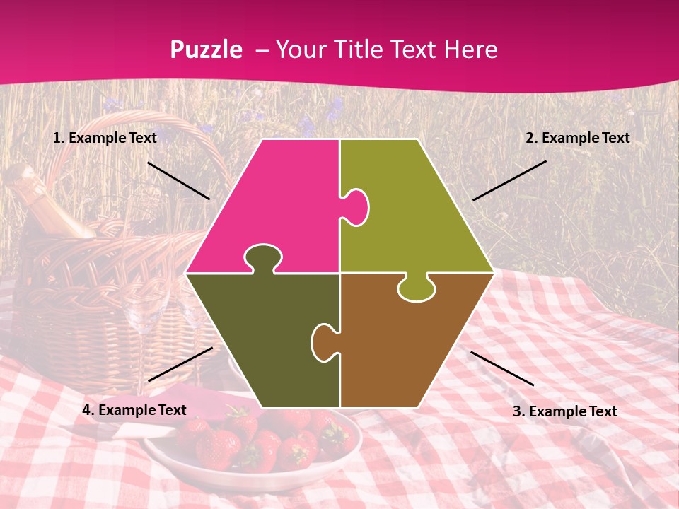 A Picnic With A Basket Of Strawberries And A Plate Of Strawberries On A PowerPoint Template